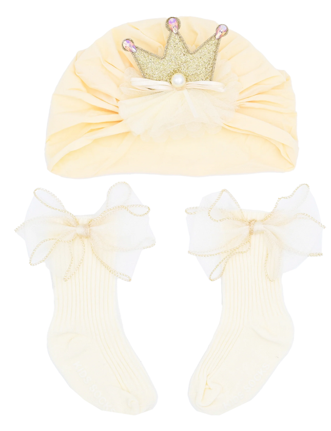 Yellow Bow Flower Crown Gift Set