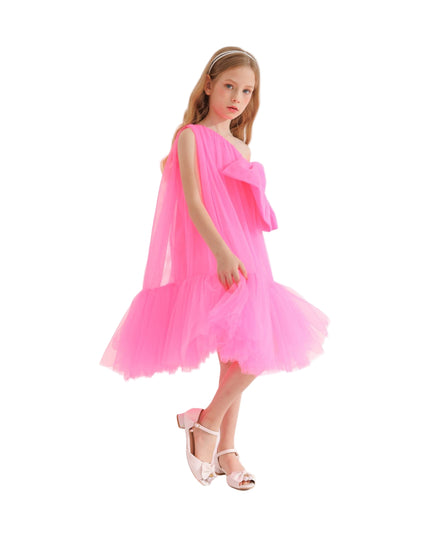kidsatelier-tulleen-T-3002-Neon Pink-maggi-neon-bow-tulle-dress