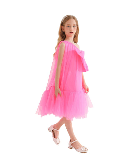 kidsatelier-tulleen-T-3002-Neon Pink-maggi-neon-bow-tulle-dress