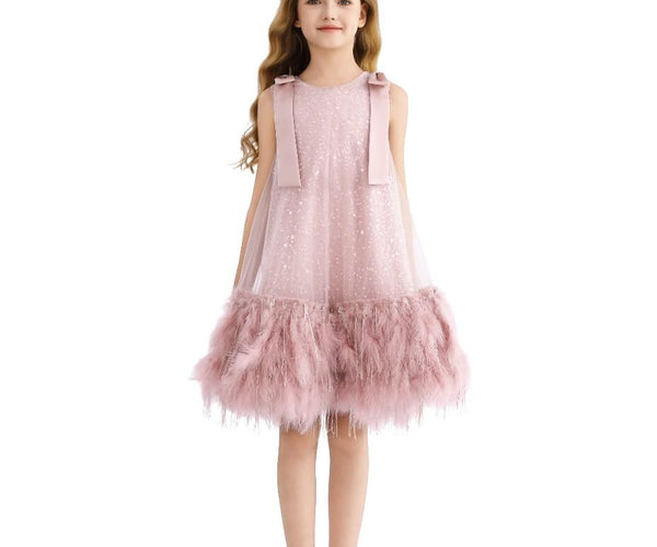 pink sequin feather dress Pink Sequin Feather Dress 4Y/5Y / Pink