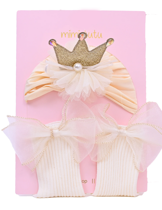 Yellow Bow Flower Crown Gift Set