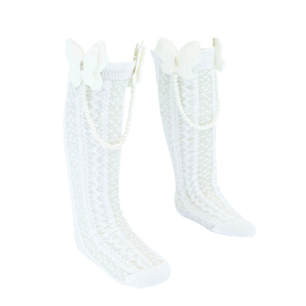 Butterfly Lace Pearl Link Socks
