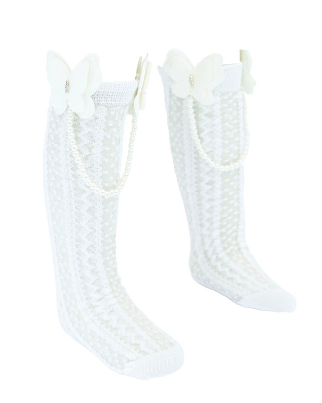 Butterfly Lace Pearl Link Socks