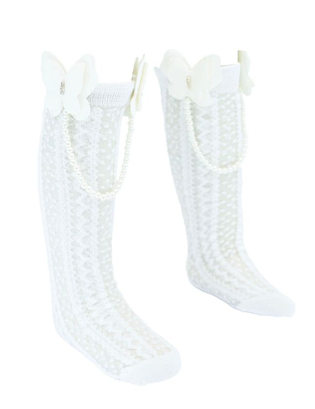 Butterfly Lace Pearl Link Socks