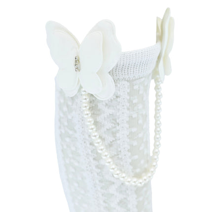Butterfly Lace Pearl Link Socks
