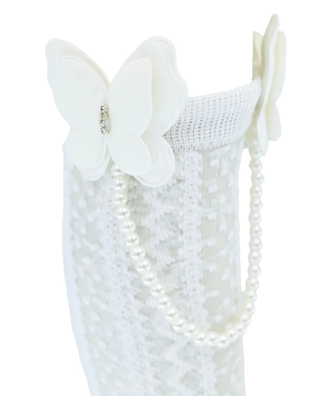 Butterfly Lace Pearl Link Socks
