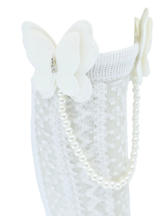 Butterfly Lace Pearl Link Socks