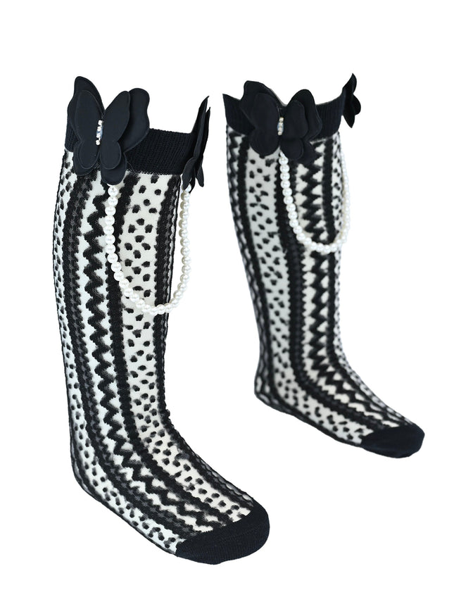 Butterfly Lace Pearl Link Socks