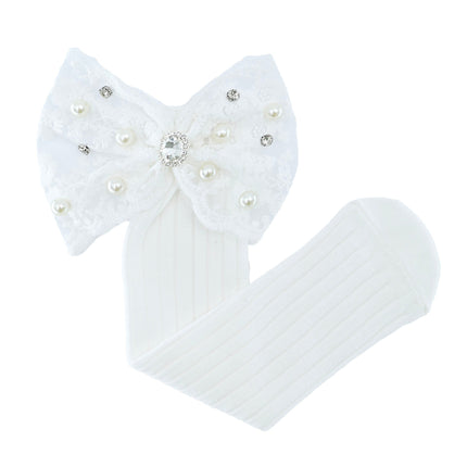 Pearl Ribbon Rhinestone Bow Socks