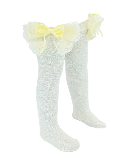 Embroidered Ribbon Bow Long Socks