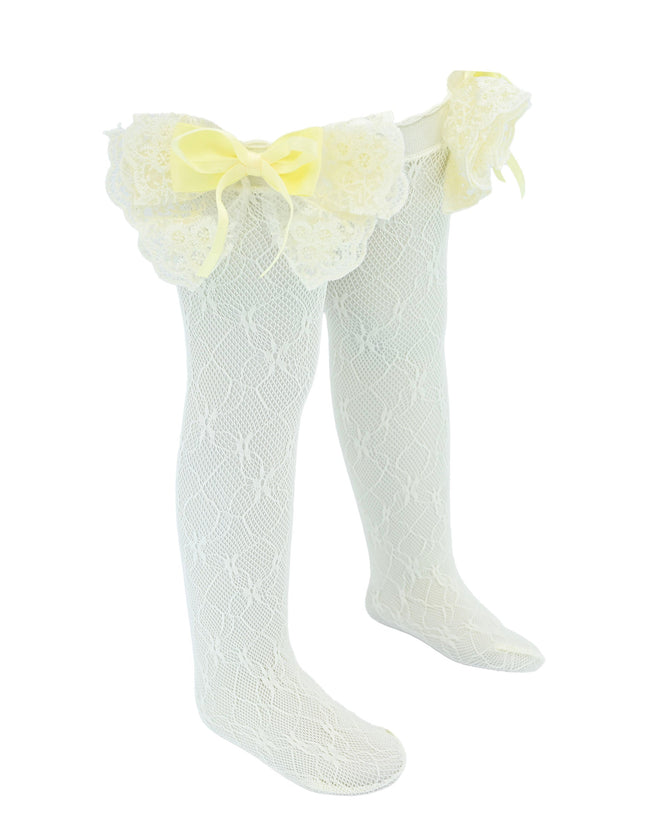 Embroidered Ribbon Bow Long Socks