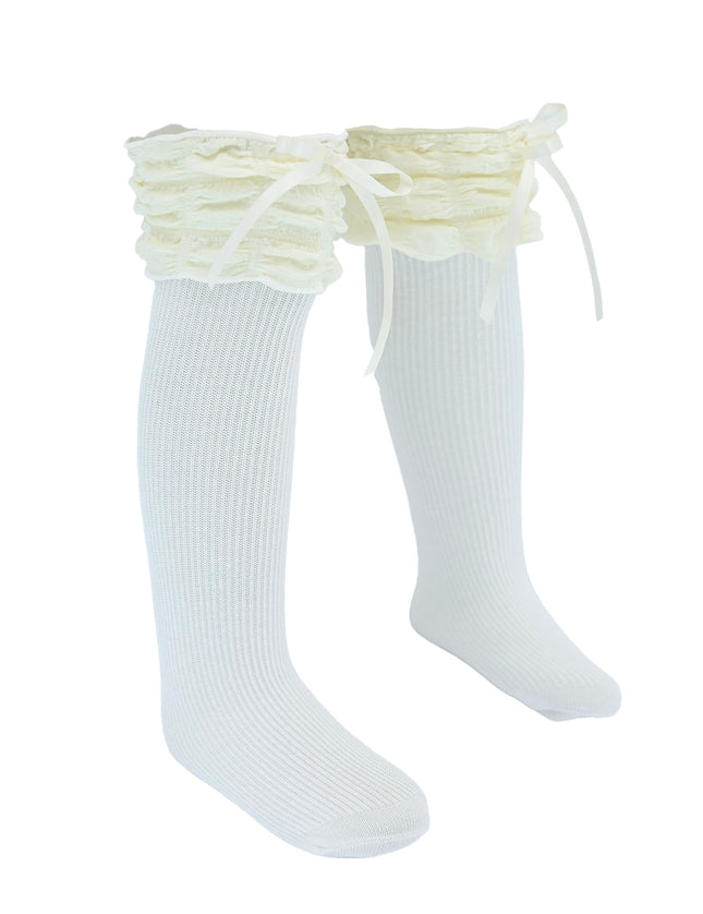 Ruffled Ribbon Long Socks