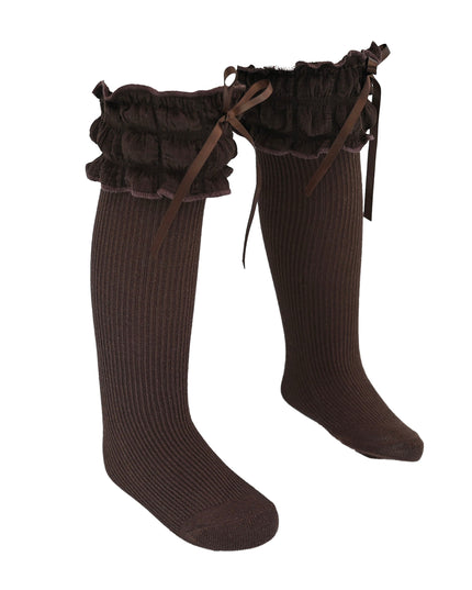Ruffled Ribbon Long Socks