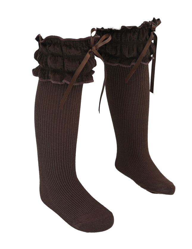 Ruffled Ribbon Long Socks