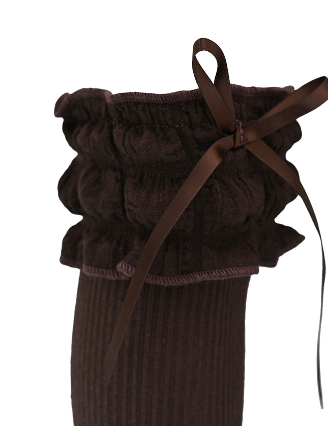 Ruffled Ribbon Long Socks