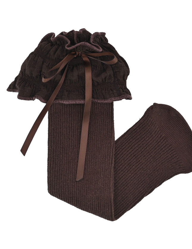 Ruffled Ribbon Long Socks