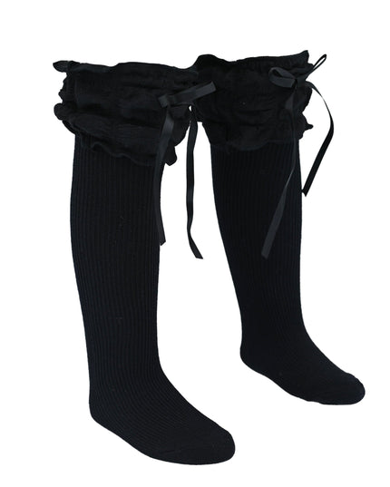 Ruffled Ribbon Long Socks