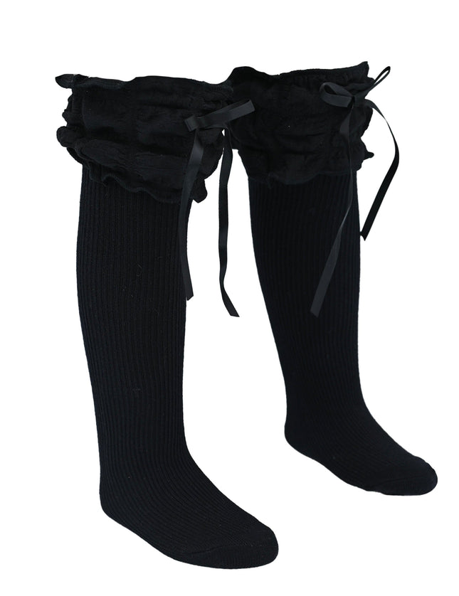 Ruffled Ribbon Long Socks