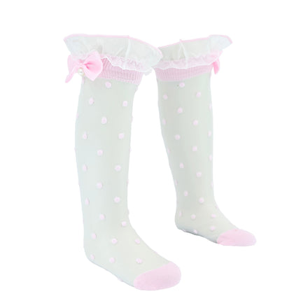 Transparent Polka-Dot Bow Trim Socks