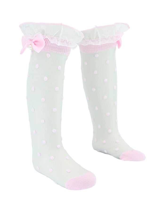 Transparent Polka-Dot Bow Trim Socks