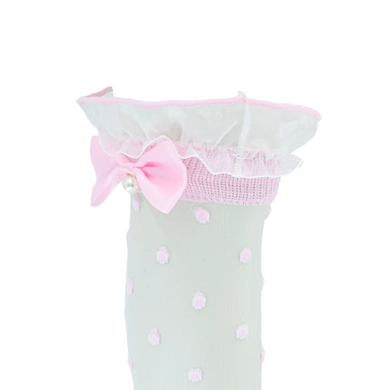 Transparent Polka-Dot Bow Trim Socks