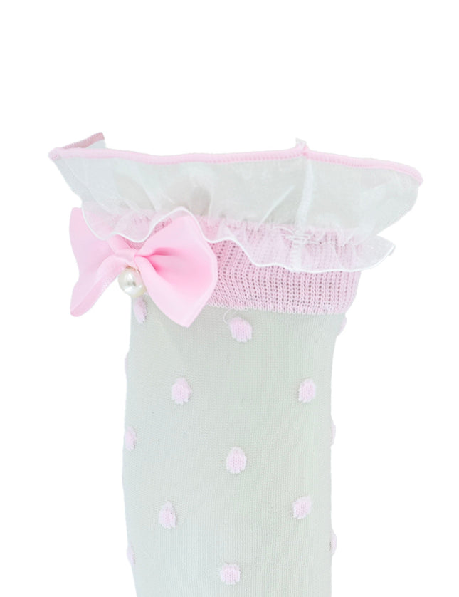 Transparent Polka-Dot Bow Trim Socks