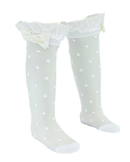 Transparent Polka-Dot Bow Trim Socks