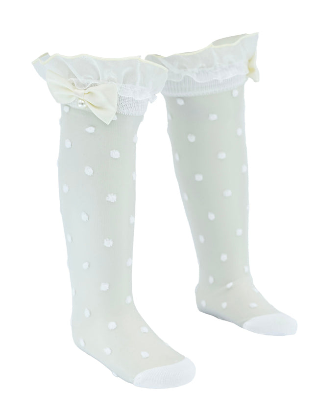 Transparent Polka-Dot Bow Trim Socks