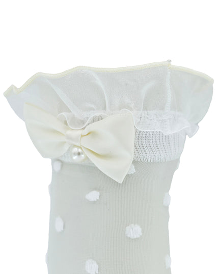 Transparent Polka-Dot Bow Trim Socks