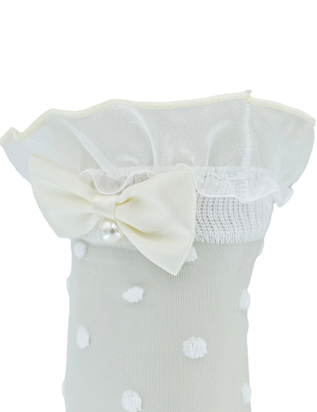 Transparent Polka-Dot Bow Trim Socks