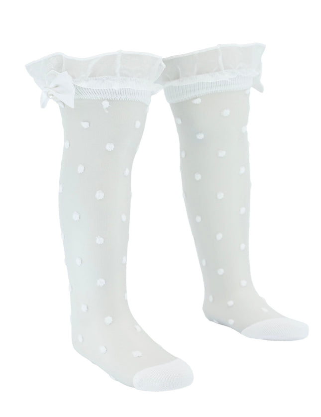 Transparent Polka-Dot Bow Trim Socks