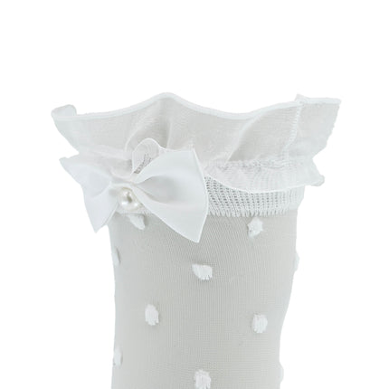 Transparent Polka-Dot Bow Trim Socks