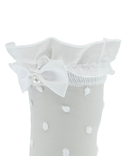 Transparent Polka-Dot Bow Trim Socks