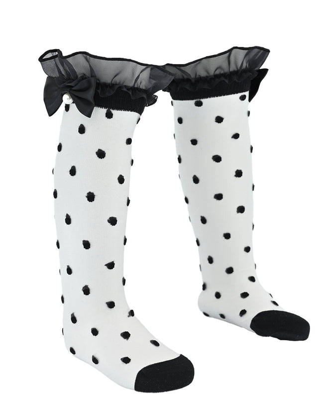 Transparent Polka-Dot Bow Trim Socks