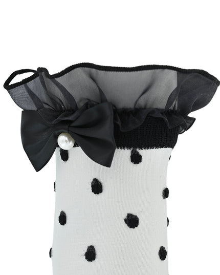 Transparent Polka-Dot Bow Trim Socks