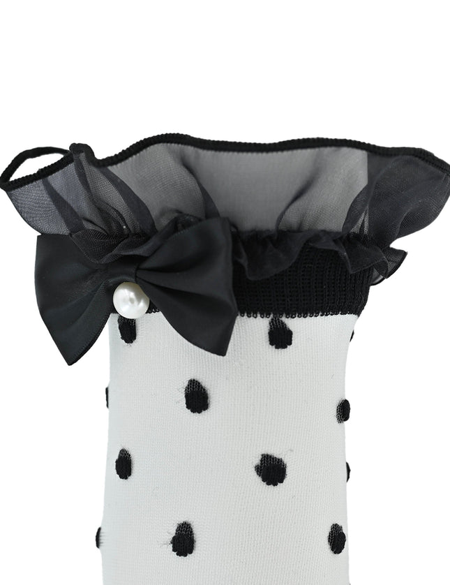 Transparent Polka-Dot Bow Trim Socks