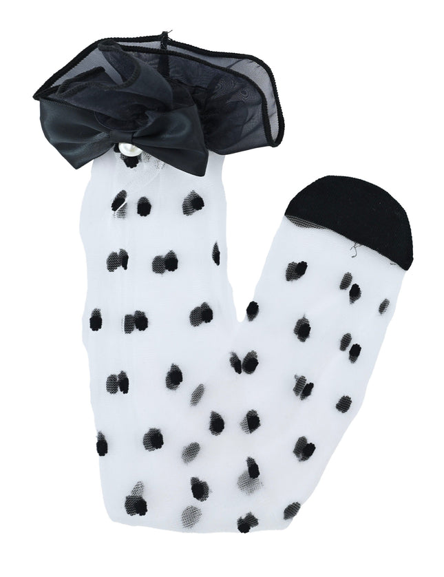 Transparent Polka-Dot Bow Trim Socks