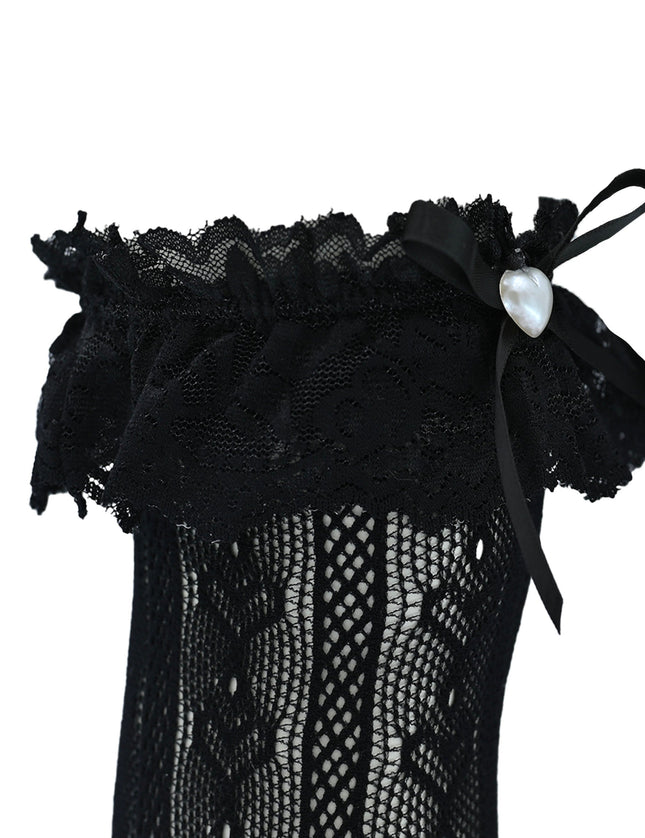 Heart Lace Ribbon Socks