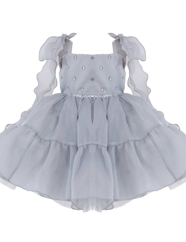 Light Aureline Gray Ruffled Party Dress