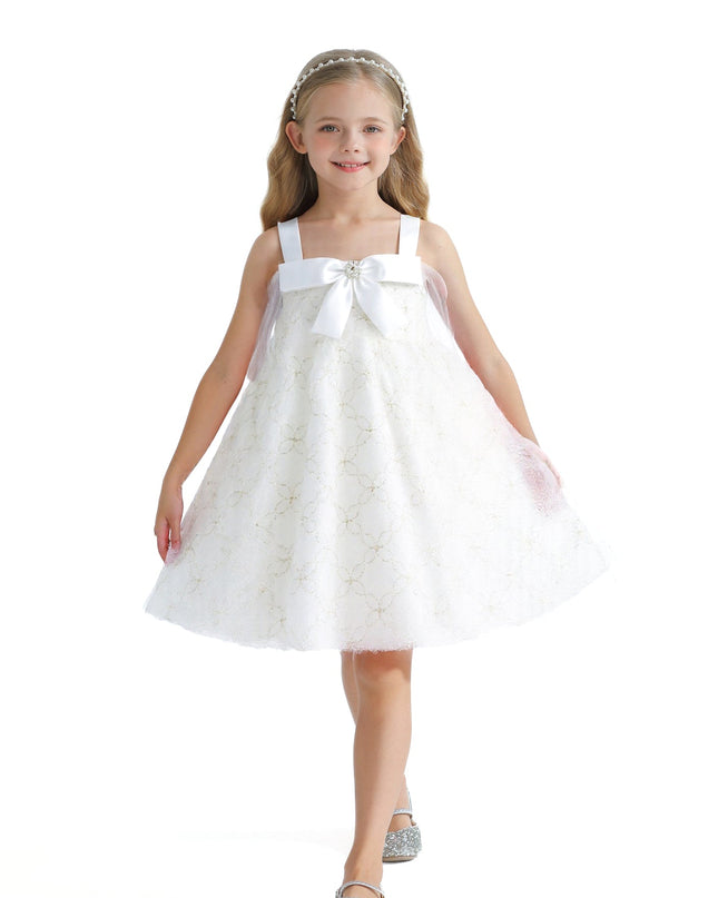 White Floral Bow Cadiz Dress