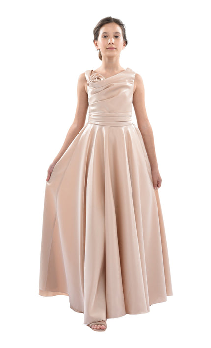 Gold Lenelle Rose Applique Gown