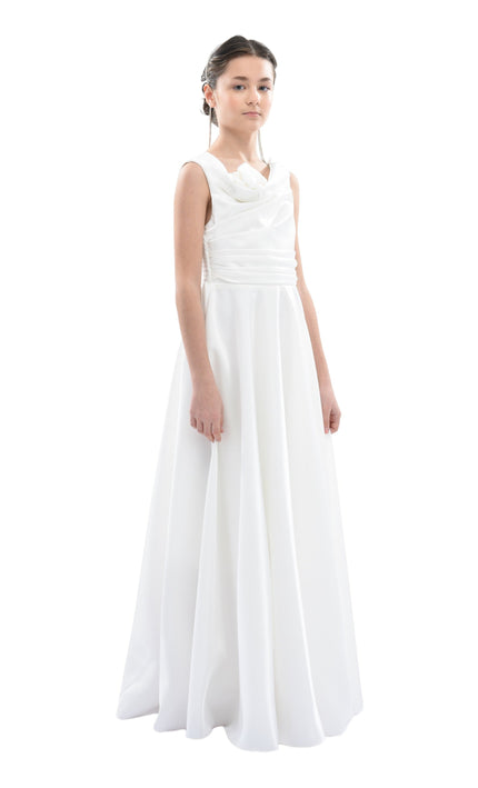 White Lenelle Rose Applique Gown