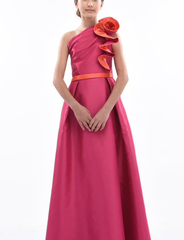 Fuchsia Samaria Off Shoulder Gown