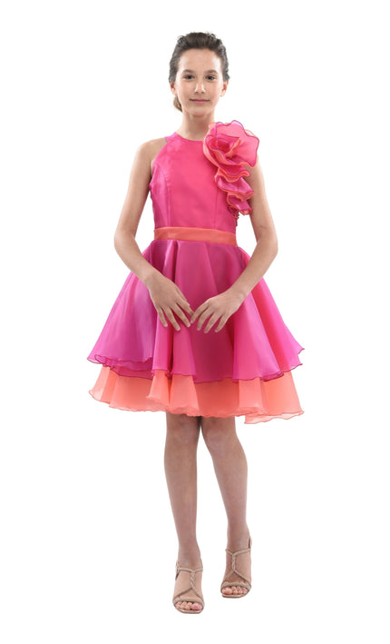 Fuchsia Estancia Halter Organza Dress
