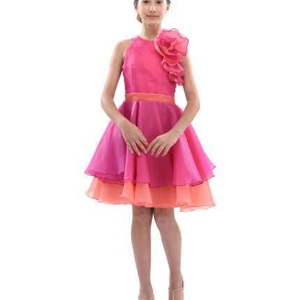 Fuchsia Estancia Halter Organza Dress