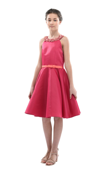 Fuchsia Cardona Pearl Halter Dress