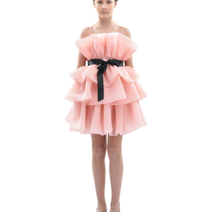 Pink Noella Ruffle Bow Dress