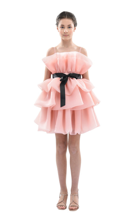 Pink Noella Ruffle Bow Dress