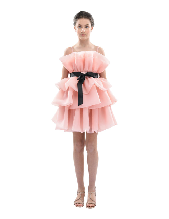 Pink Noella Ruffle Bow Dress