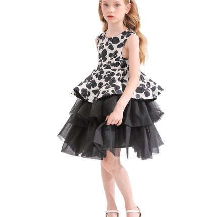 Black Nazareen Floral Tiered Dress